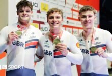 British trio take men’s team sprint gold at Track Nations Cup