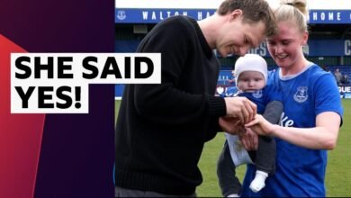 Everton’s Rikke Madsen gets surprise proposal after WSL win