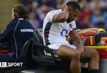 Ollie Lawrence: England & Bath centre faces ‘long road’ back from Achilles injury